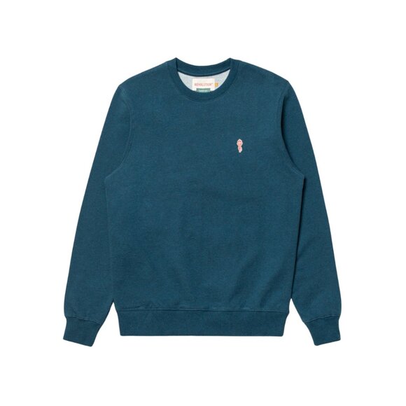 BNWT Revolution of 1995 - Men's Evergreen Petrol Blue Crewneck Sweatshirt - Picture 1 of 5